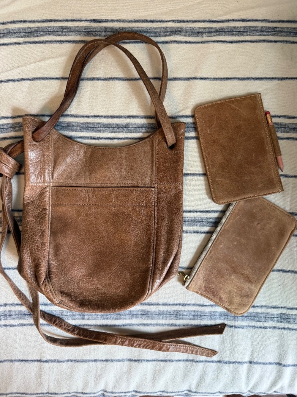 Brown Leather Tote Bag with extras